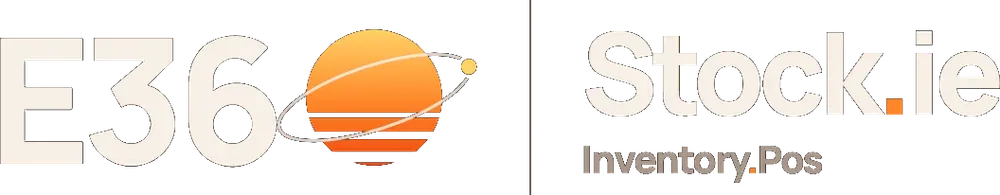 E360 Stock.ie reversed logo for dark backgrounds, designed by Eire Tech