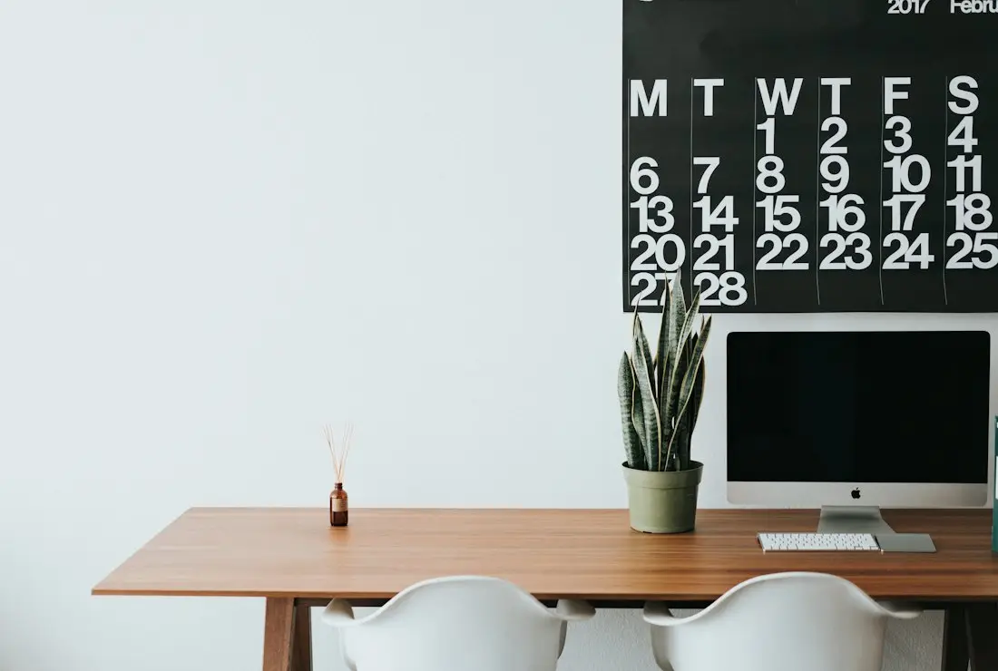 A studio desk and screen