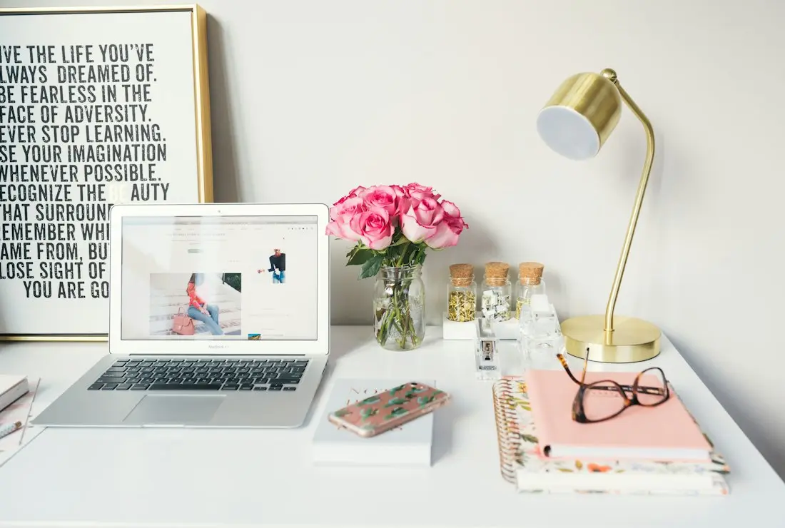 A desk set up for writing and planning