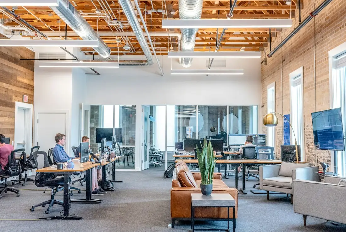 An open-plan studio at work
