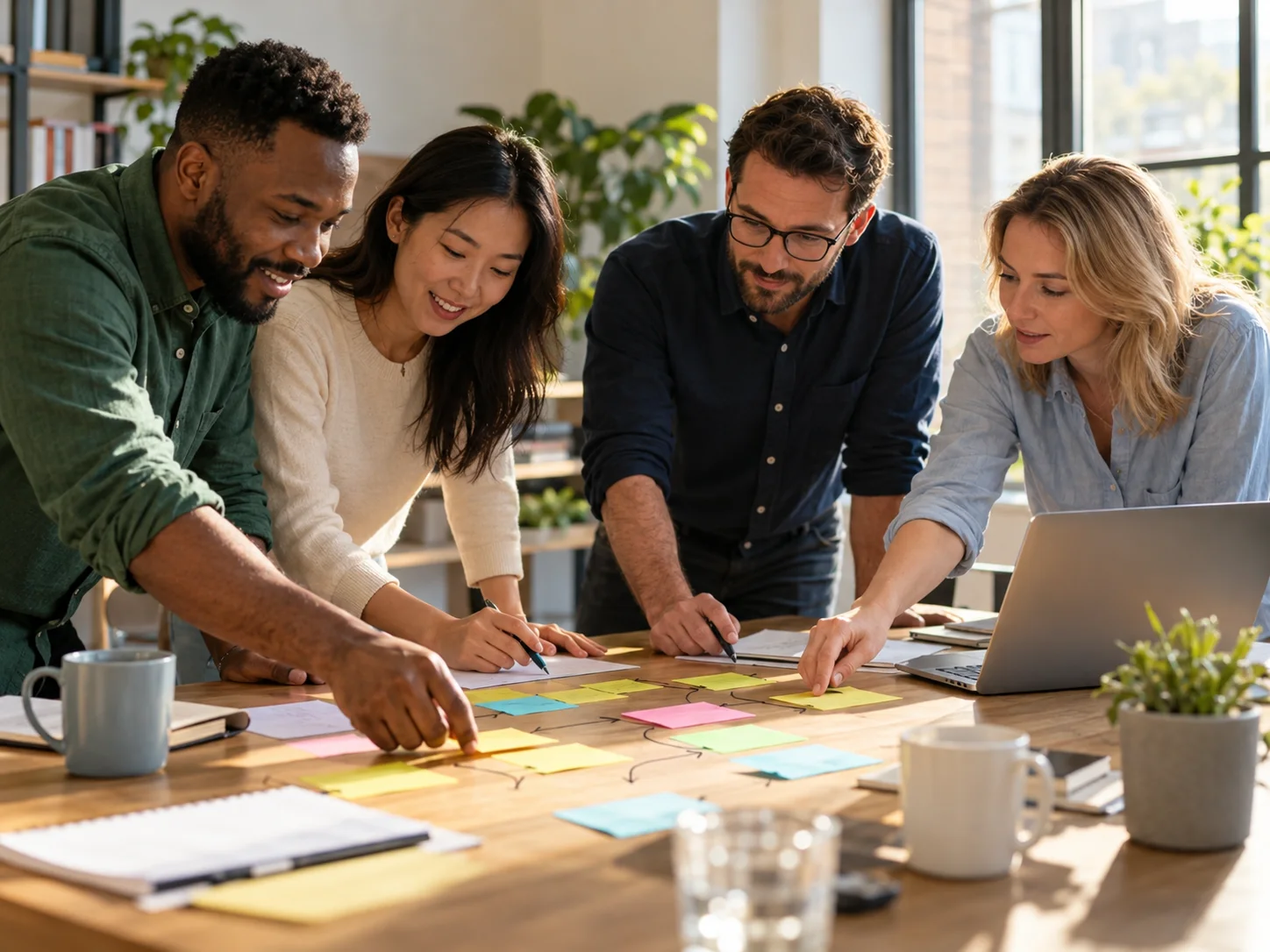 A team mapping a business process before automating it