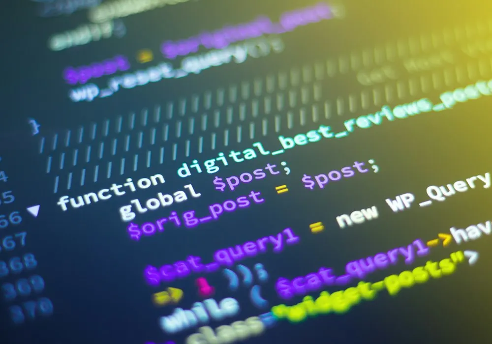 Website source code displayed on a screen