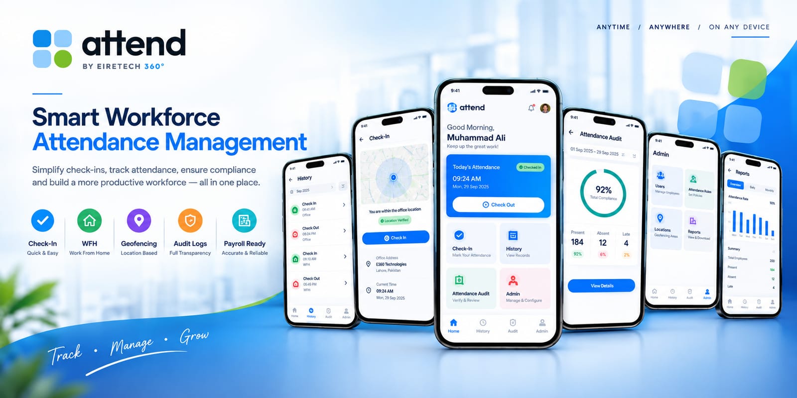 Attend by EireTech 360: SaaS · Workforce management project by Eire Tech